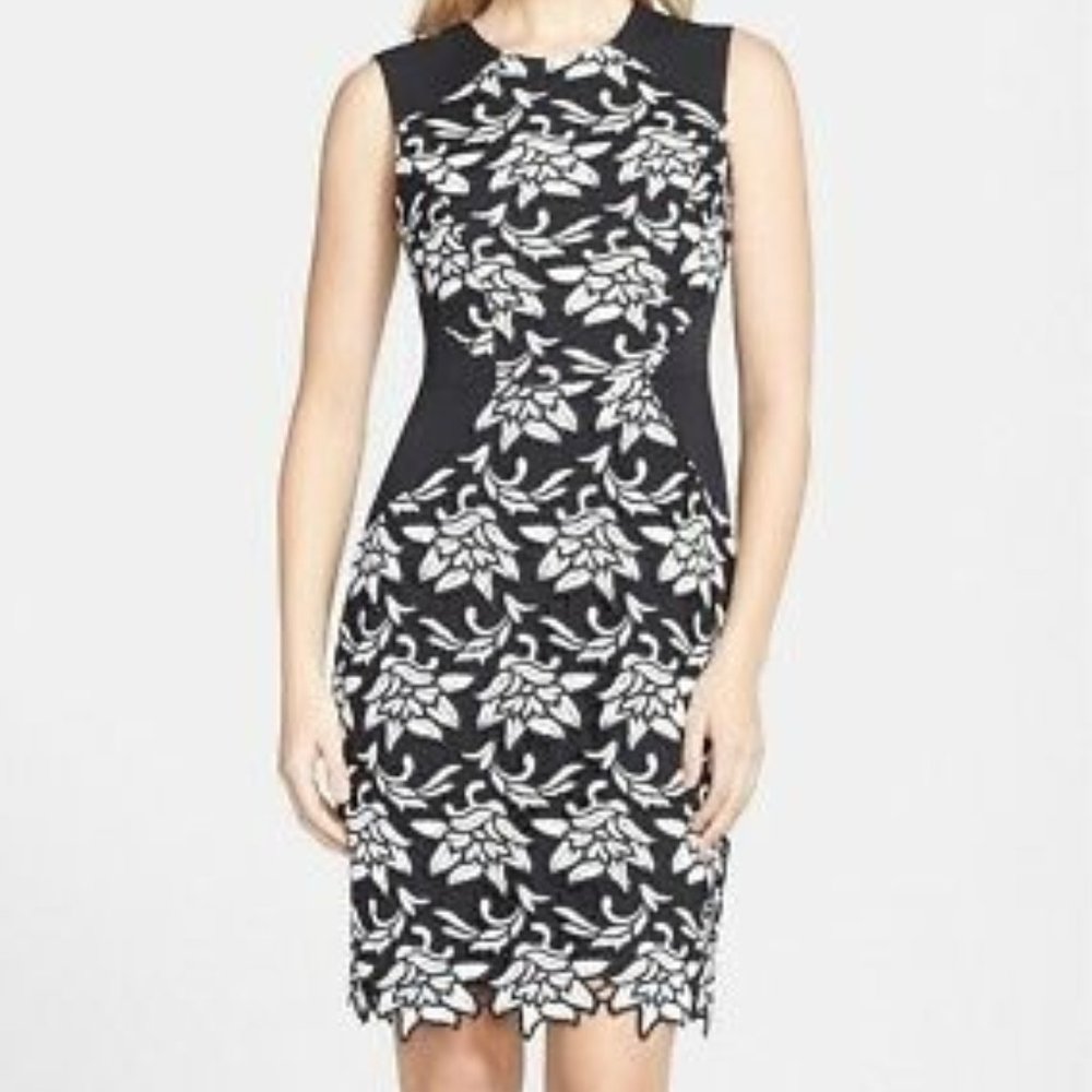 BCBG Maxazria Laurine Floral Lace Overlay Sheath 2
